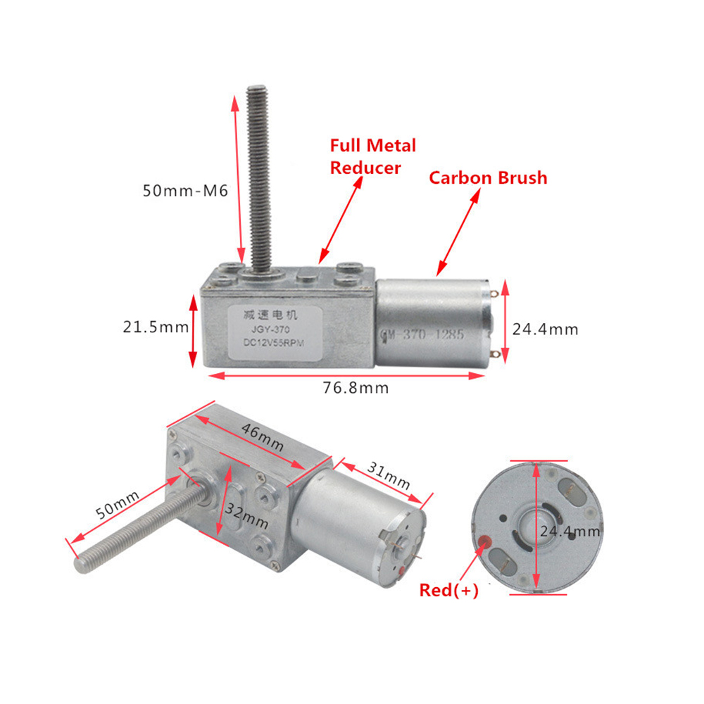 Machifit-2Pcs-JGY370-50mm-M6-Screw-Worm-Gear-Motor-DC-12V-18RPM-And-23RPM-Self-locking-Reduction-Gea-1702227-2