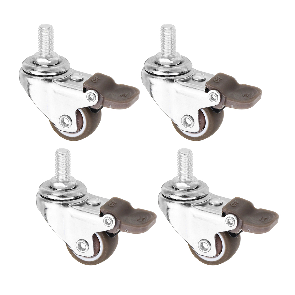 Machifit-4pcs-1-Inch-M8x15mm-TPE-Silent-Wheels-with-Brake-Universal-Casters-Wheel-for-Furniture-1334332-1