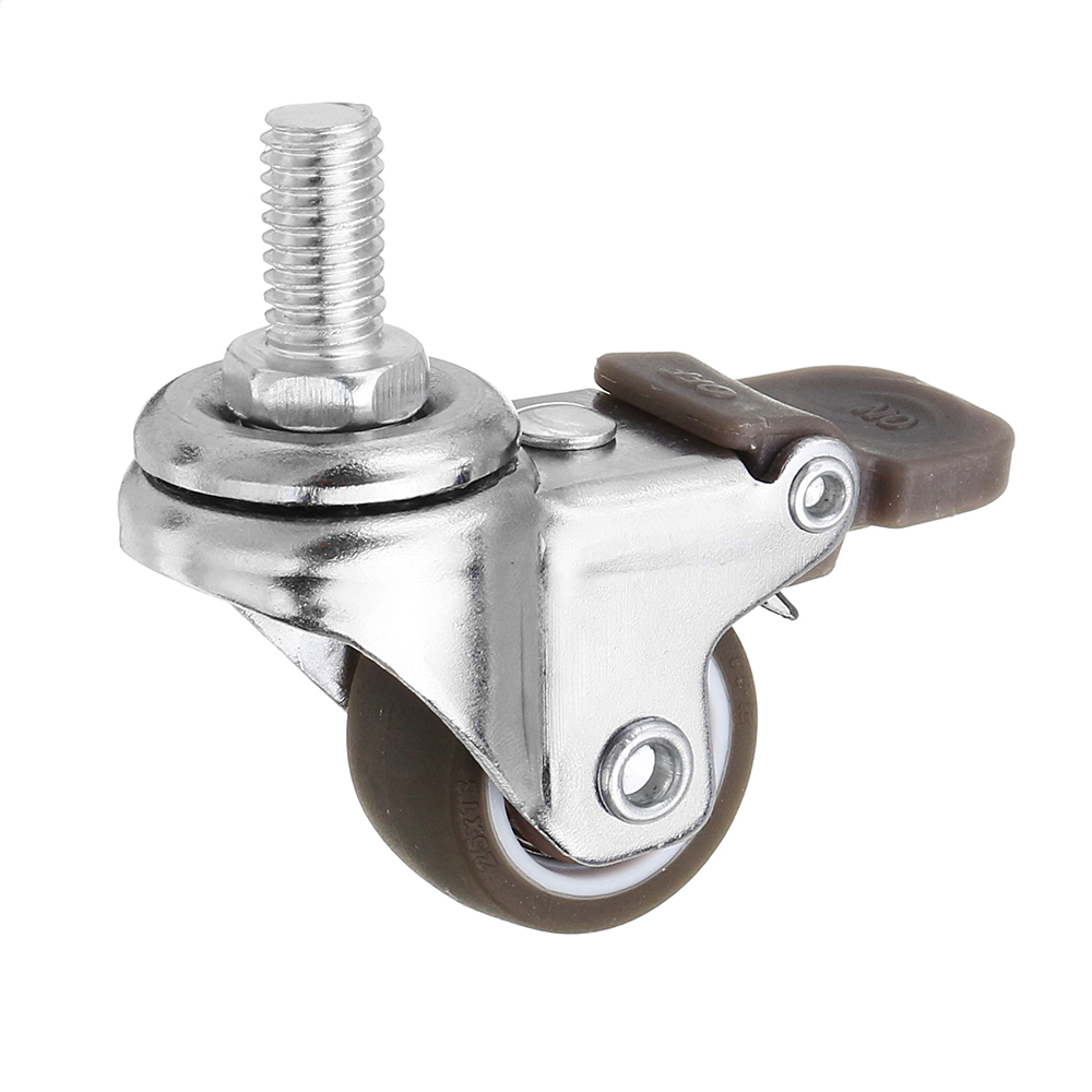 Machifit-4pcs-1-Inch-M8x15mm-TPE-Silent-Wheels-with-Brake-Universal-Casters-Wheel-for-Furniture-1334332-4