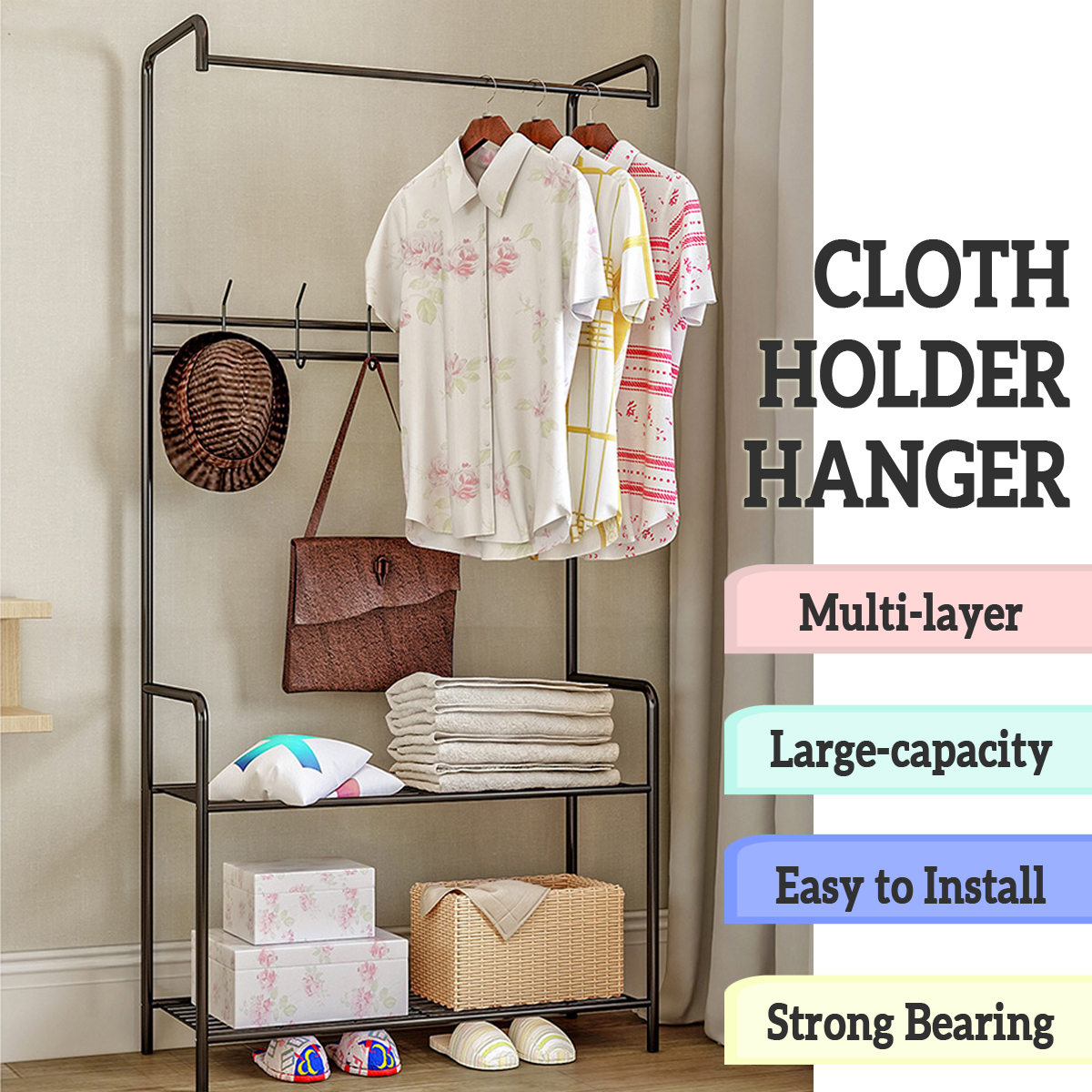 Standing-Landing-Clothing-Hanger-Holder-Iron-Metal-Clothes-Organizer-Shoes-Rack-1729980-1