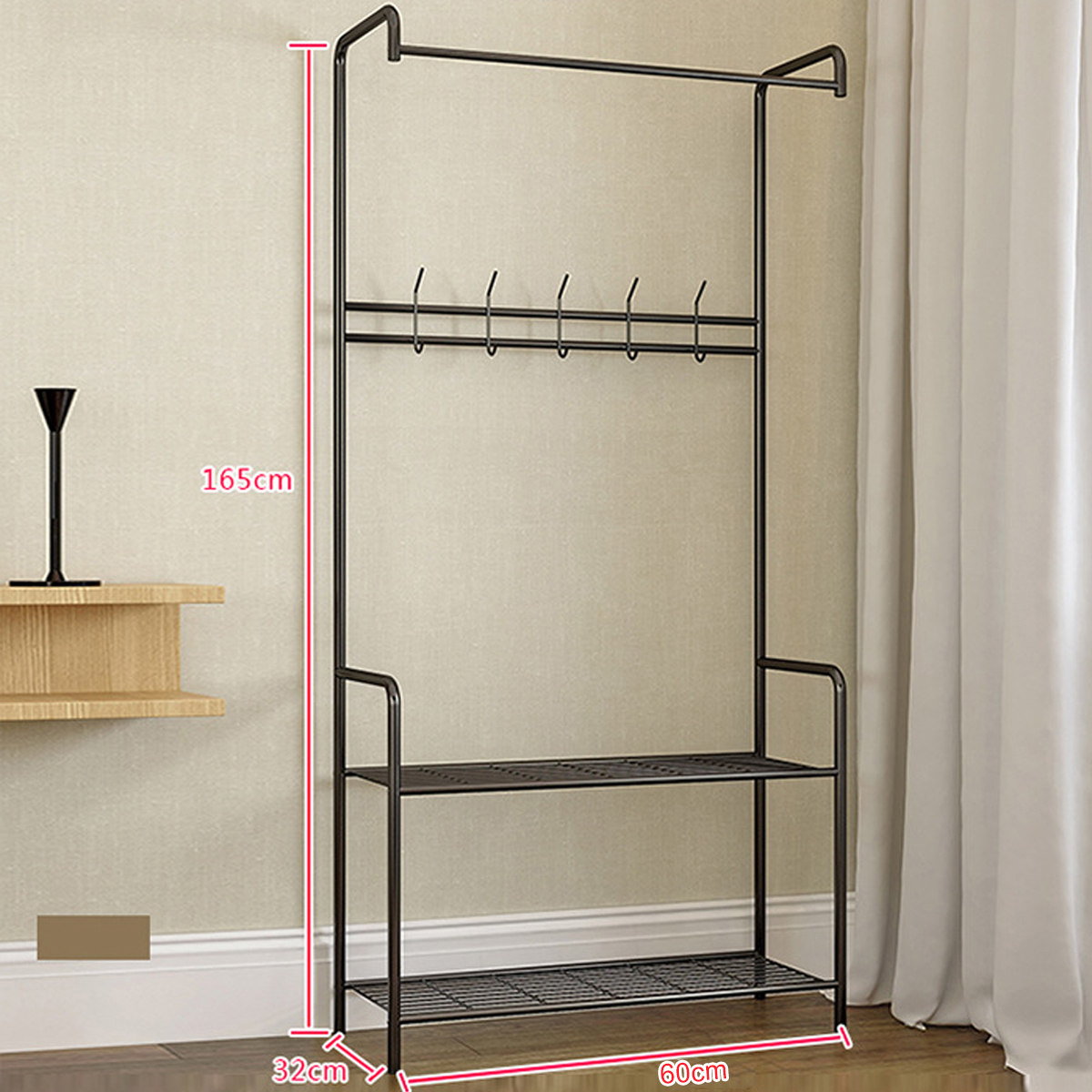 Standing-Landing-Clothing-Hanger-Holder-Iron-Metal-Clothes-Organizer-Shoes-Rack-1729980-5