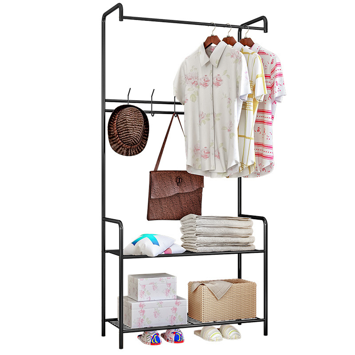 Standing-Landing-Clothing-Hanger-Holder-Iron-Metal-Clothes-Organizer-Shoes-Rack-1729980-8