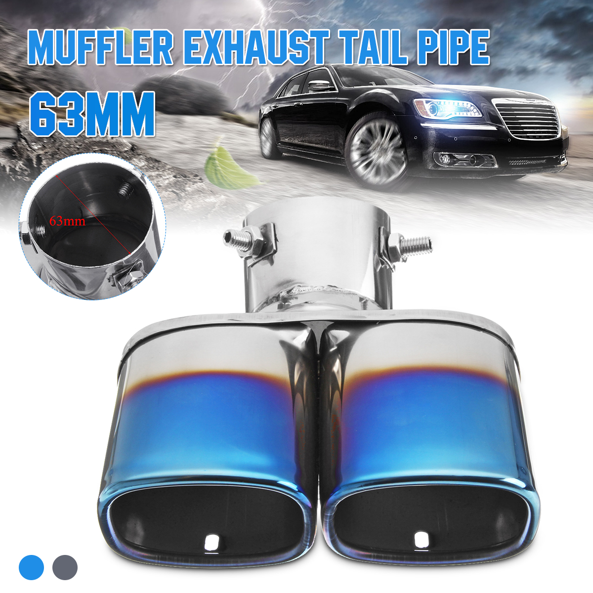 Universal-Square-Double-Outlet-Half-Grilled-Blue-Muffler-Exhaust-Tip-End-Tail-Pipe-1730665-1