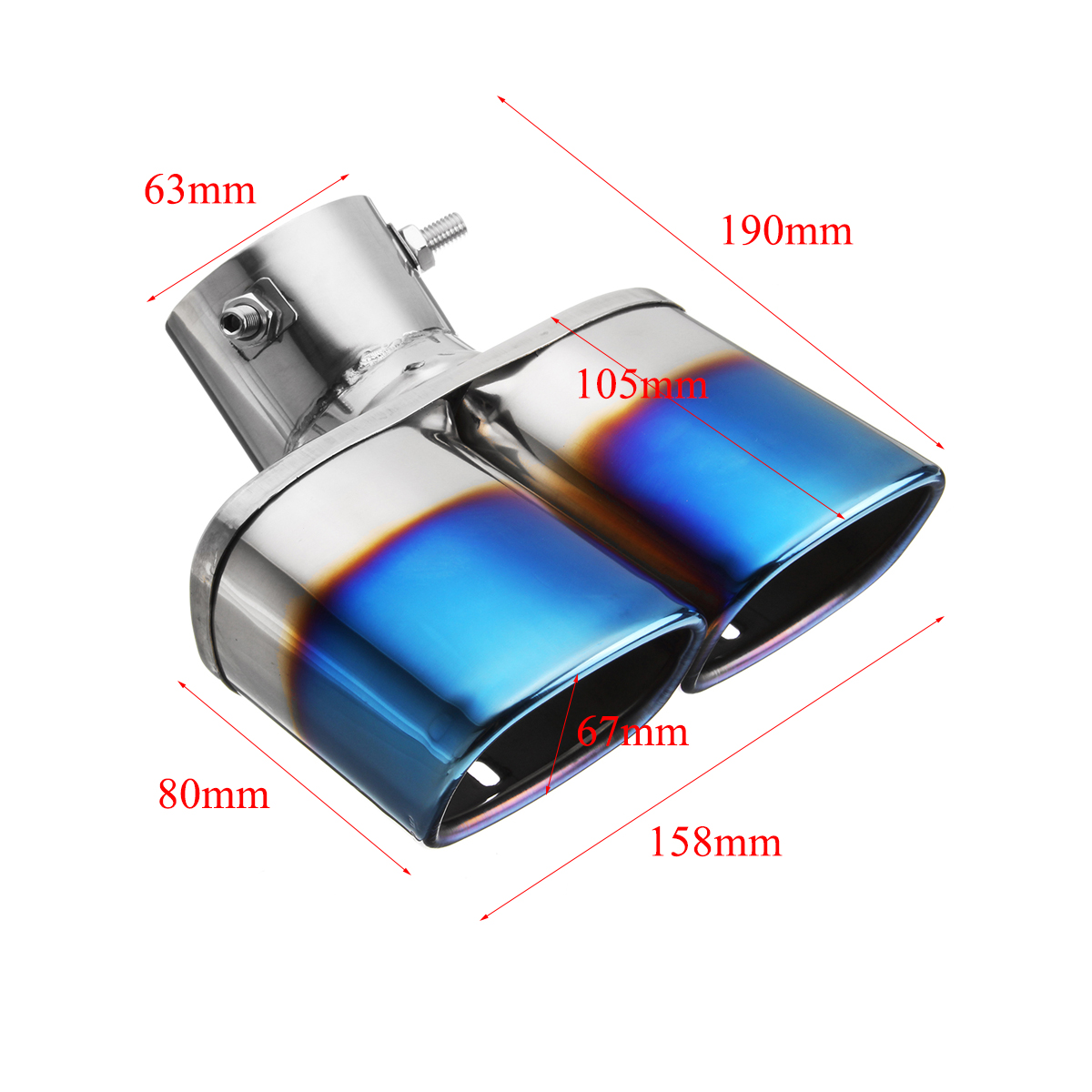 Universal-Square-Double-Outlet-Half-Grilled-Blue-Muffler-Exhaust-Tip-End-Tail-Pipe-1730665-2