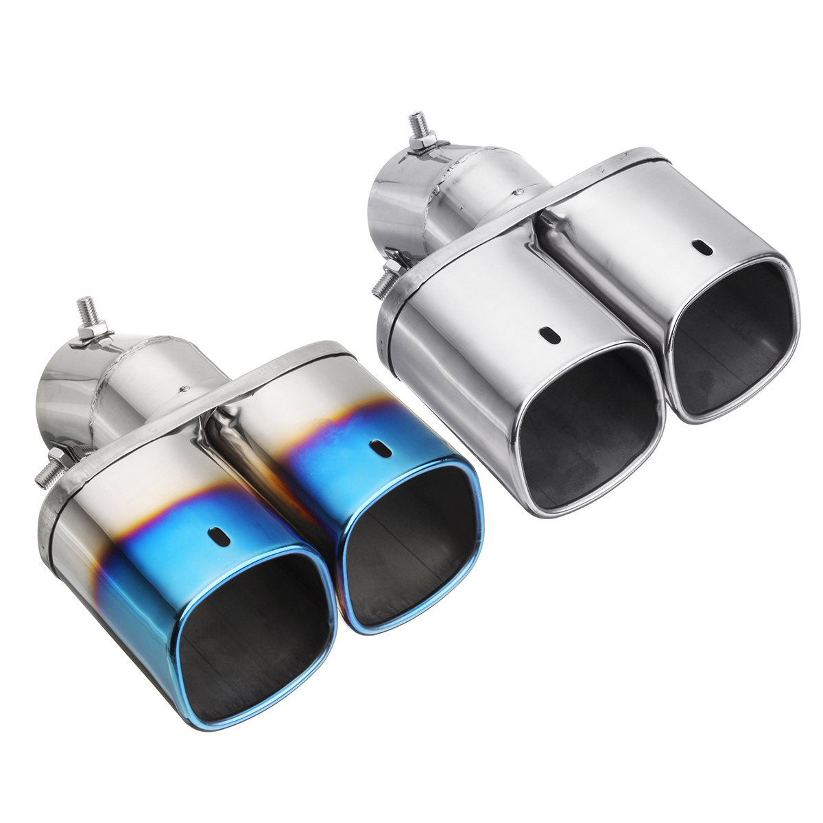 Universal-Square-Double-Outlet-Half-Grilled-Blue-Muffler-Exhaust-Tip-End-Tail-Pipe-1730665-4