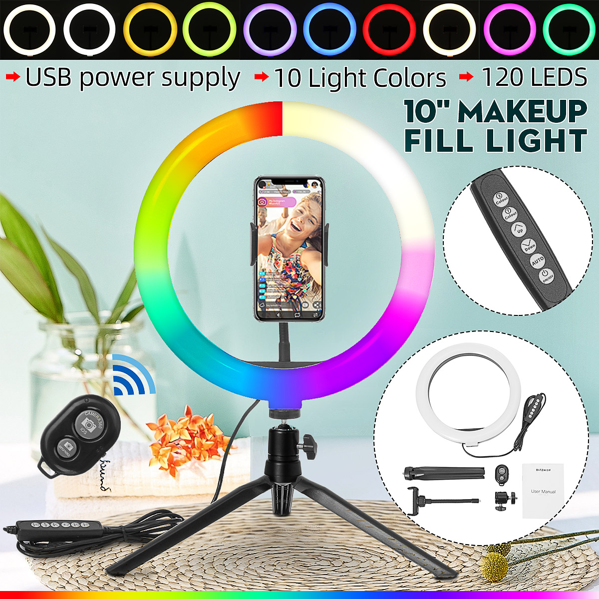 102-inch-Diameter-10-Brightness-RGB-LED-Makeup-Fill-Light-Selfie-Ring-Lamp-Phone-Holder-Tripod-Stand-1788455-1