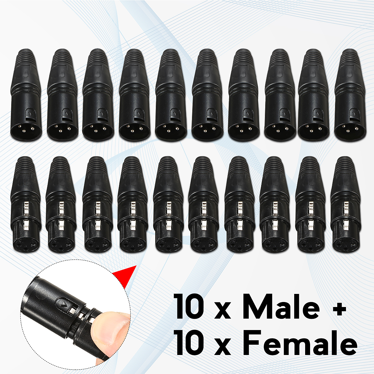 20Pcs-XLR-3-Pin-18cm-Male-to-15cm-Female-Connectors-MIC-Snake-Plug-Audio-Microphone-Connector-1411216-3