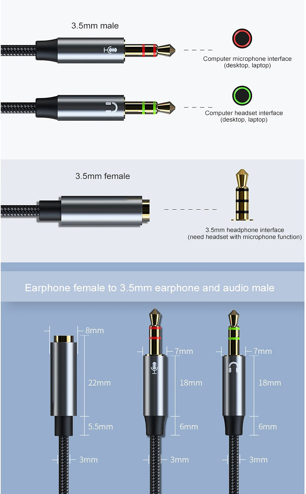 Bakeey-Headphone-Microphone-2-in-1-Adapter-Cable-Audio-Line-One-Female-to-Dual-35mm-Male-One-35mm-Ma-1817832-8