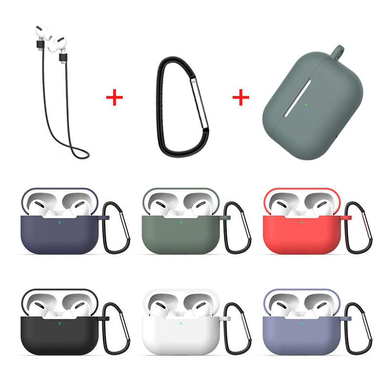 Bakeey-Silicone-Shockproof-Dirtproof-Earphone-Storage-Case-with-Keychain--Anti-lost-Rope-for-Apple-A-1615481-10