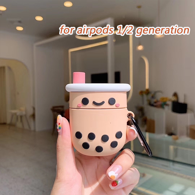 Creative-Pearl-Milk-Tea-Pattern-Soft-Silicone-Shockproof-Earphone-Storage-Case-for-Apple-Airpods-1---1782296-2
