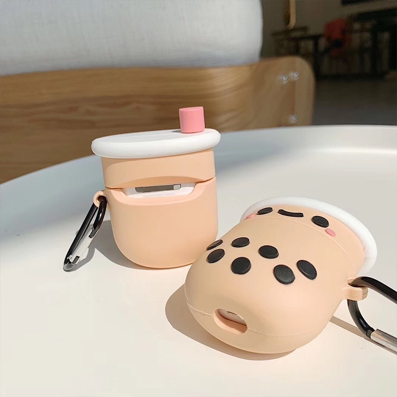 Creative-Pearl-Milk-Tea-Pattern-Soft-Silicone-Shockproof-Earphone-Storage-Case-for-Apple-Airpods-1---1782296-5
