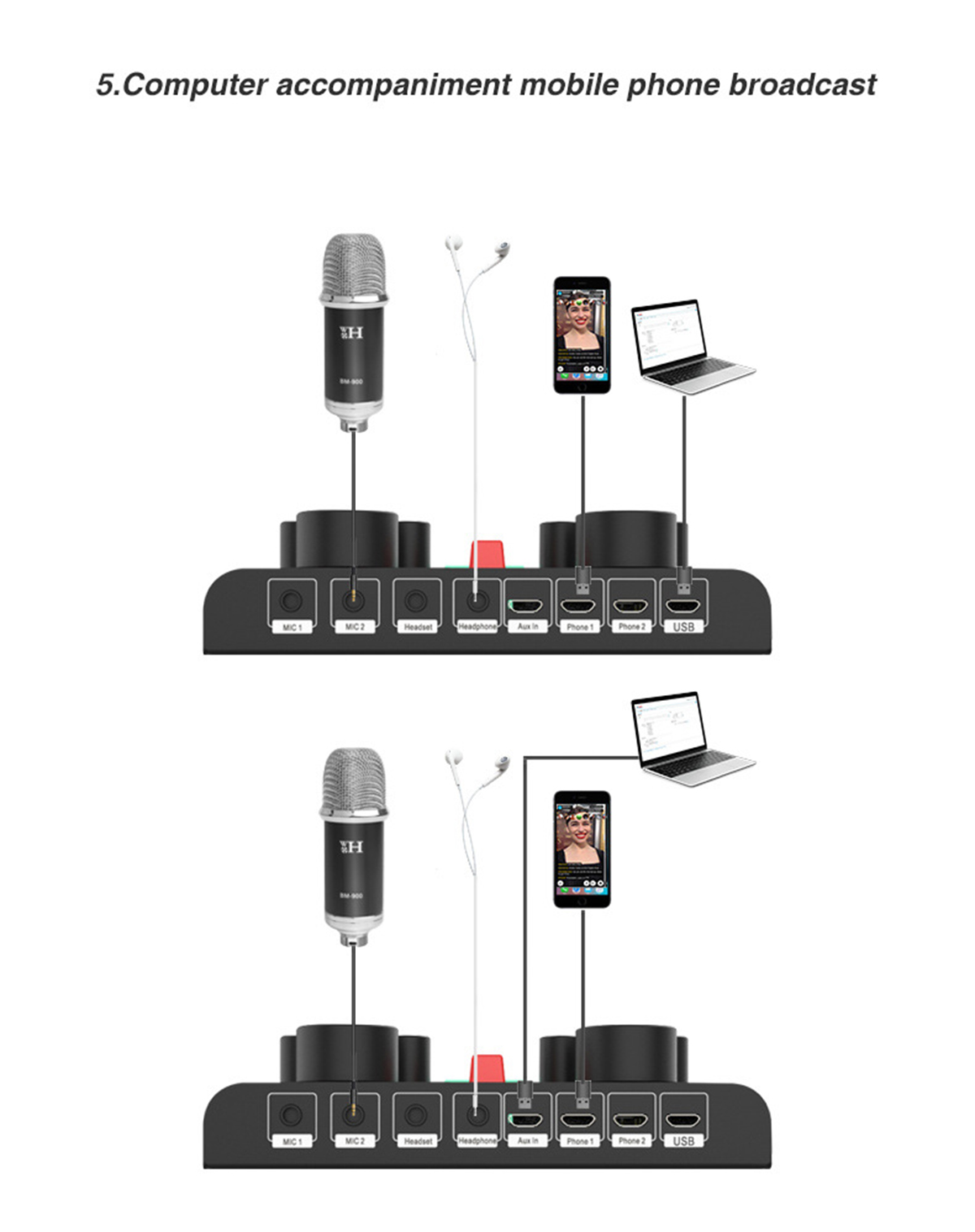 D6-Sound-Card-Bluetooth-Audio-Mixer-USB-External-Computer-PC-Mobile-Phone-Earphone-Microphone-for-Li-1860431-15