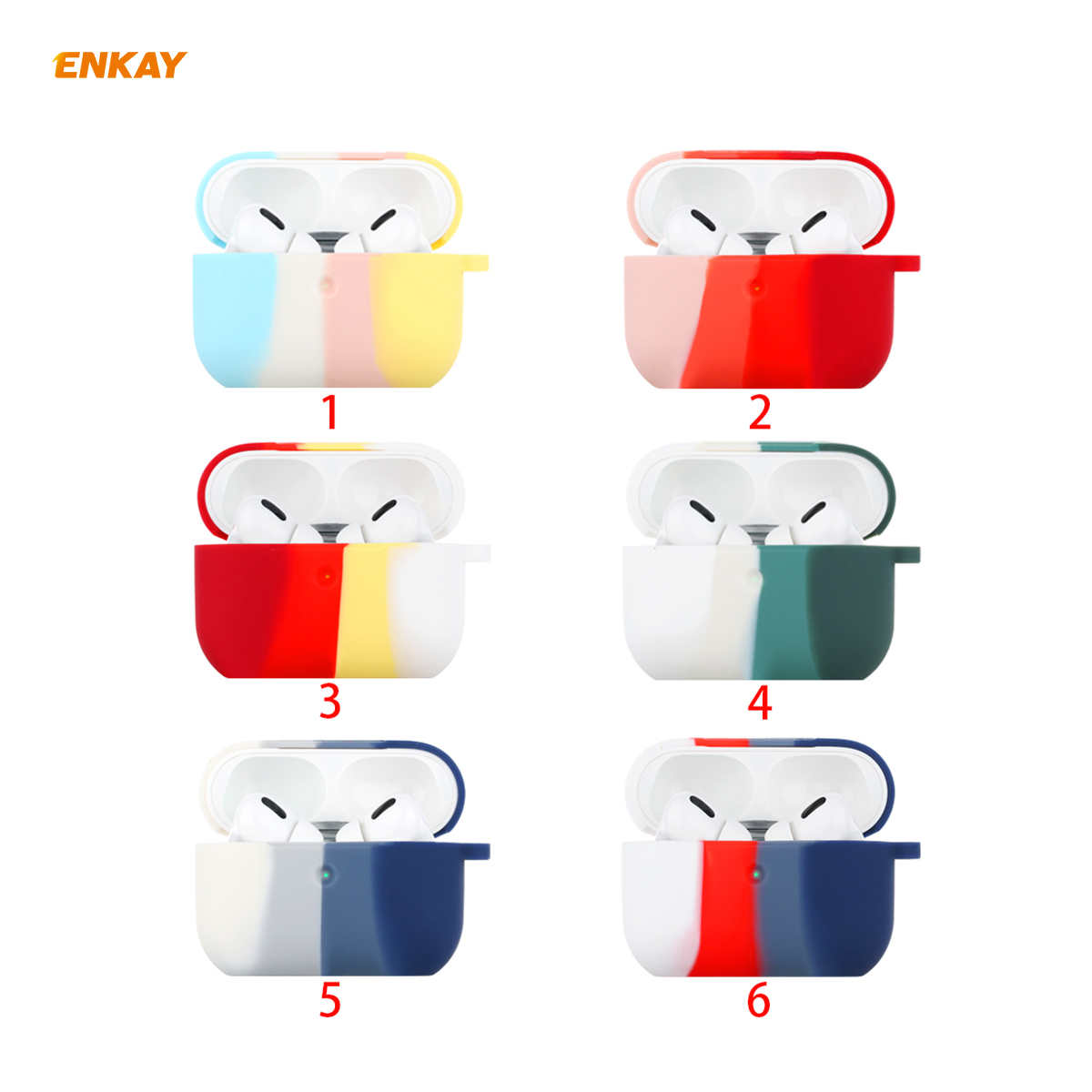Enkay-Rainbow-Series-3-in-1-Split-Color-Soft-TPU-Shockproof-Earphone-Storage-Case-Protective-Cover-w-1741251-6