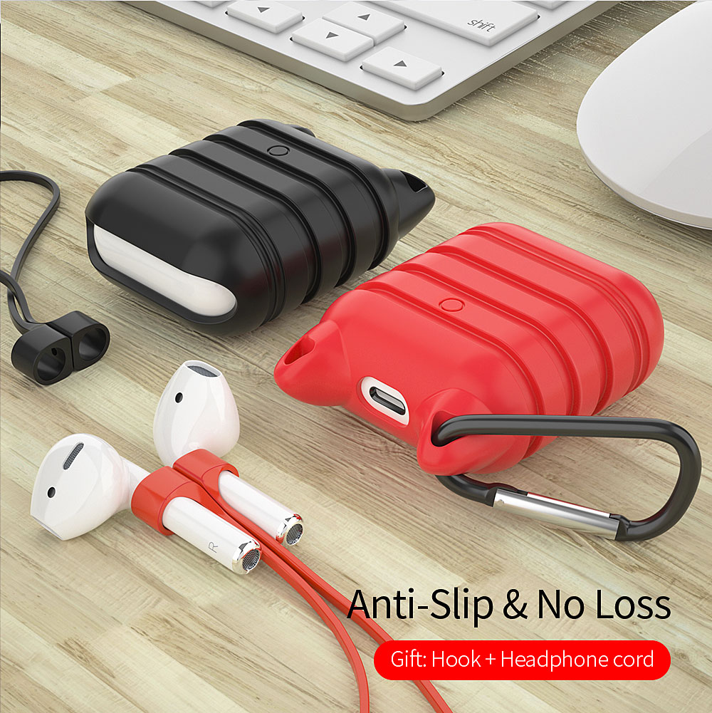Essager-Silicone-Shockproof-Earphone-Protective-Case-With-Lanyard--Hook-For-Apple-AirPods-1430483-1