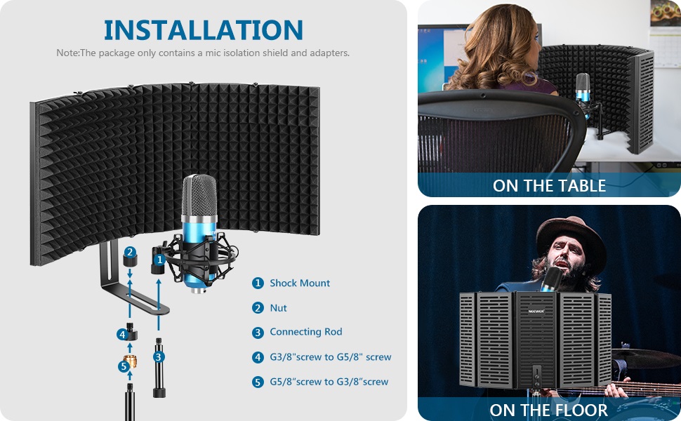 Neewer-5-Plate-Folding-Recording-Microphone-Wind-Screen-Soundproof-Insolation-Shield-1789333-9