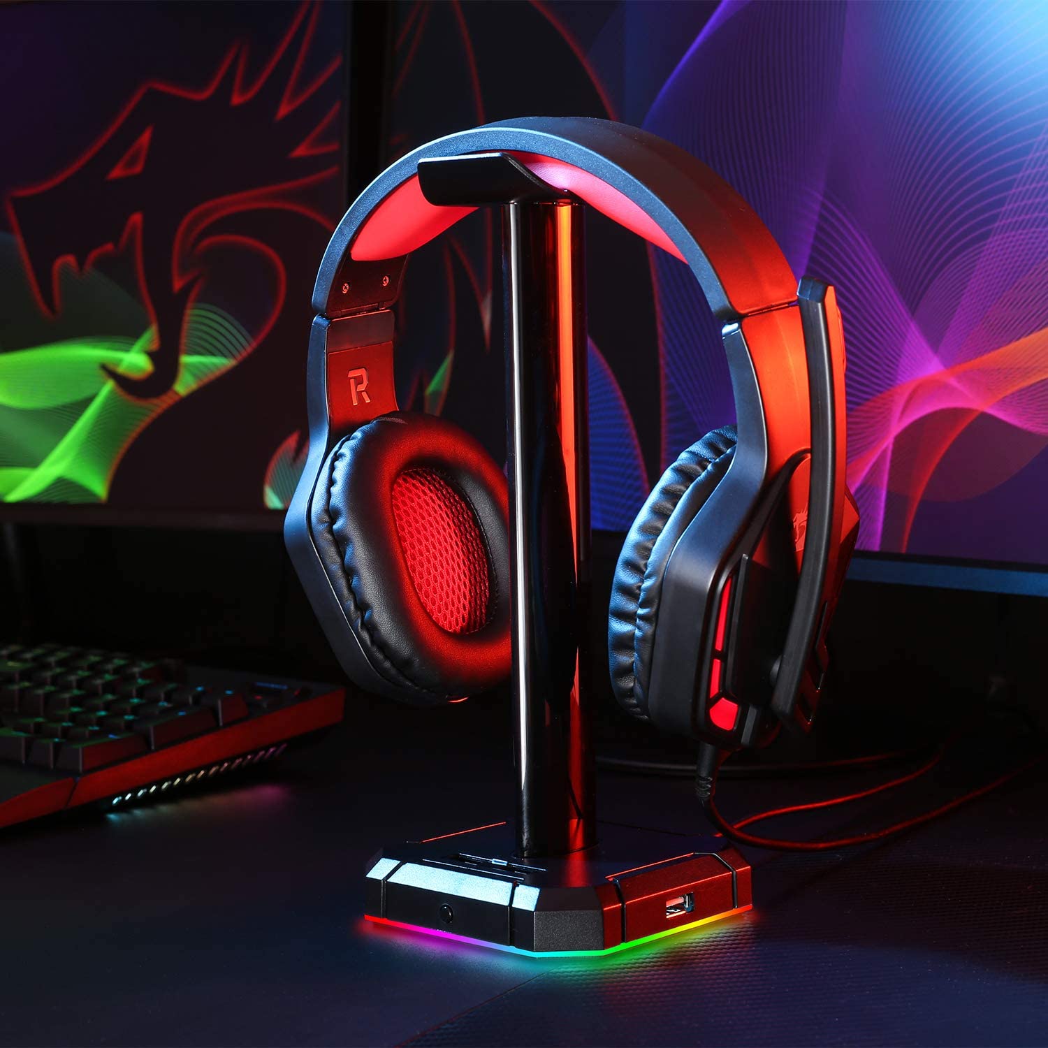 Redragon-HA300-Headphones-Holder-RGB-Luminous-4X-USB-20-Ports-Gaming-Headset-Stand-Bracket-with-Non--1822378-1