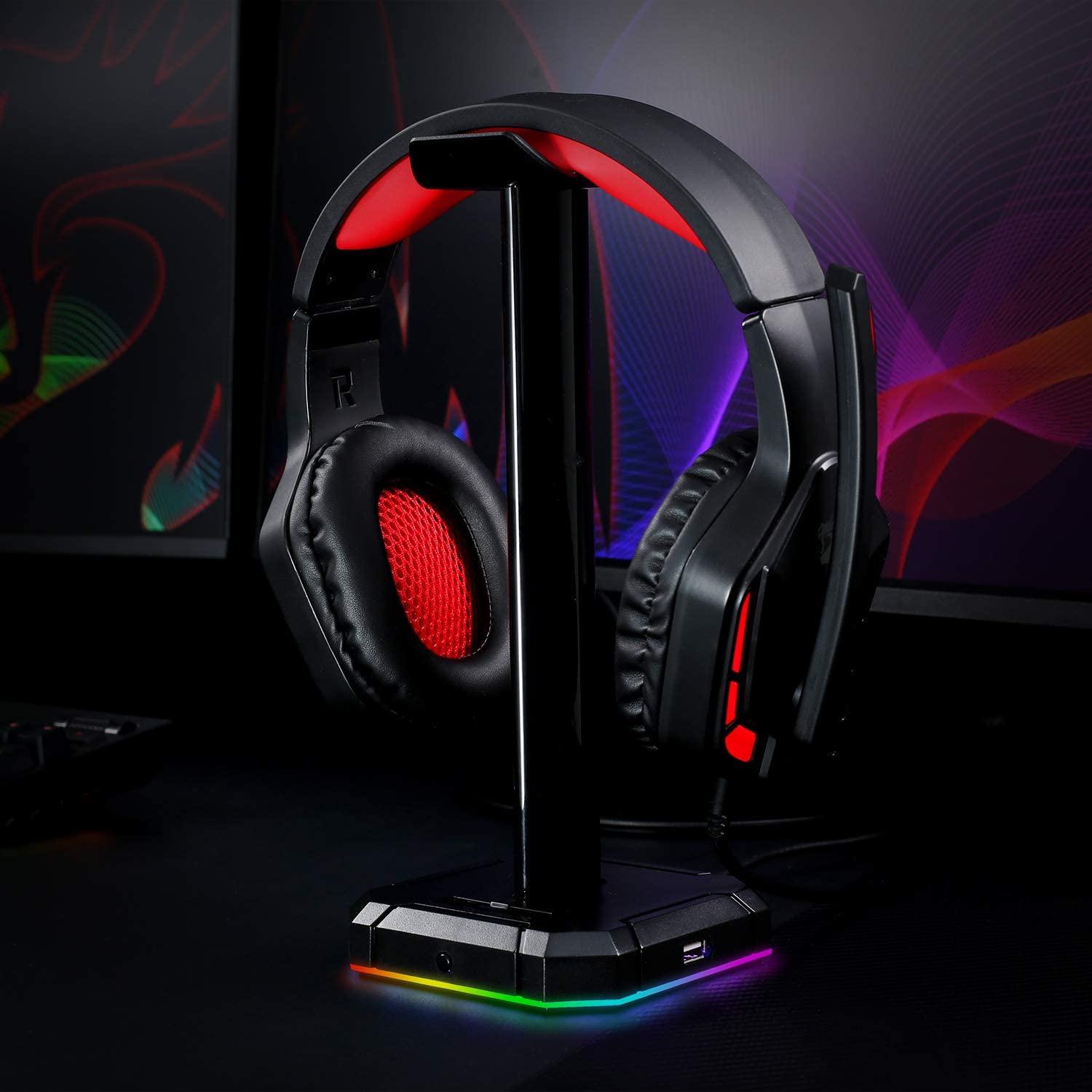 Redragon-HA300-Headphones-Holder-RGB-Luminous-4X-USB-20-Ports-Gaming-Headset-Stand-Bracket-with-Non--1822378-2