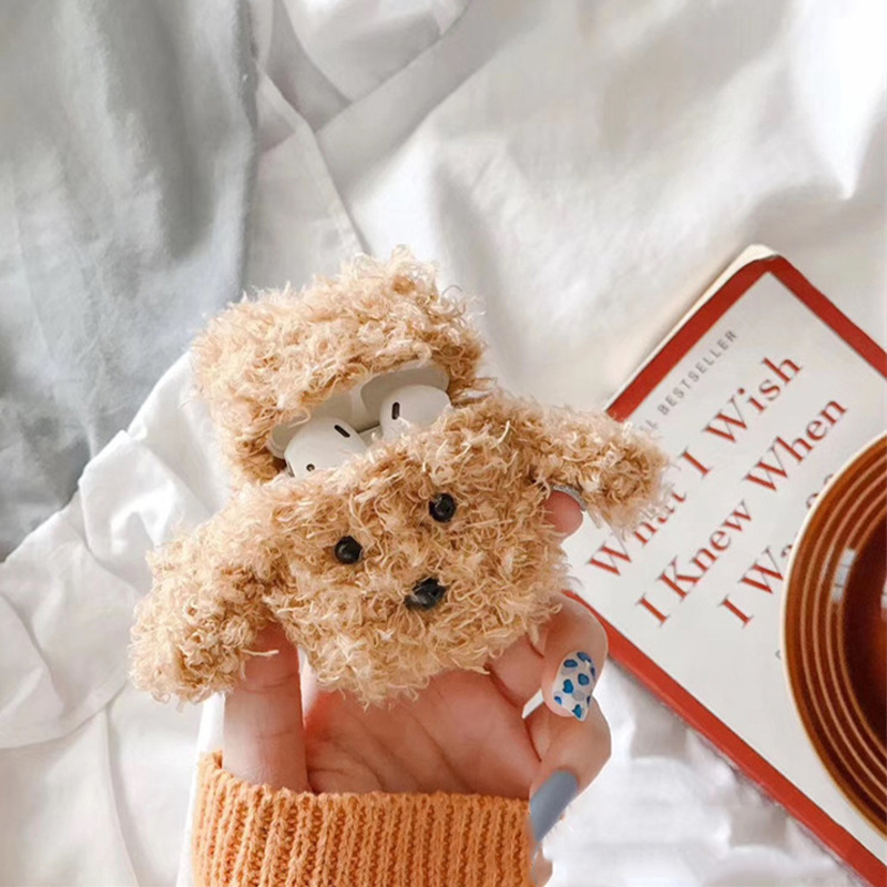 Teddy-Bear-Pattern-Plush-Shockproof-Earphone-Storage-Case-Sleeve-for-Apple-Airpods-1--2--3-Airpods-P-1782287-3