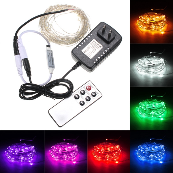 10M-100-LED-Silver-Wire-Waterproof-Fairy-String-Light-Xmas-Lamp-With-Adapter-Remote-1018215-1