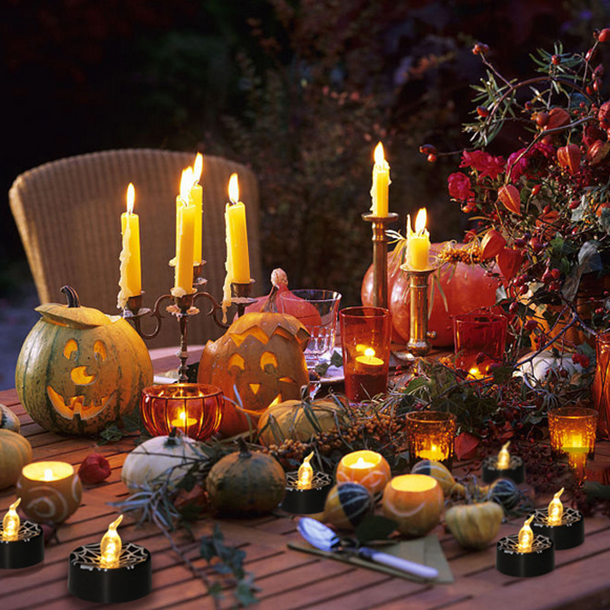 12Pcs-LED-Tea-Lights-Battery-Operated-Flickering-Flameless-Candles-Halloween-Pumpkin-1730412-2