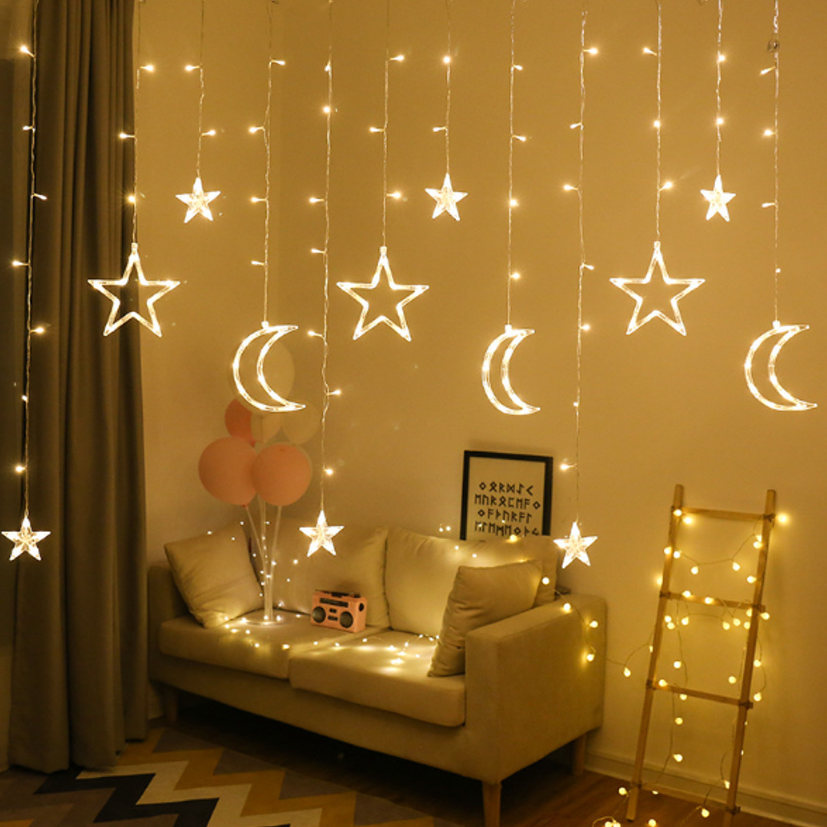 25M-35M-USB-Plug-In-LED-Moon-Star-Curtain-Fairy-Ins-Christmas-String-Light-Bedroom-Romantic-Decor-1594463-2