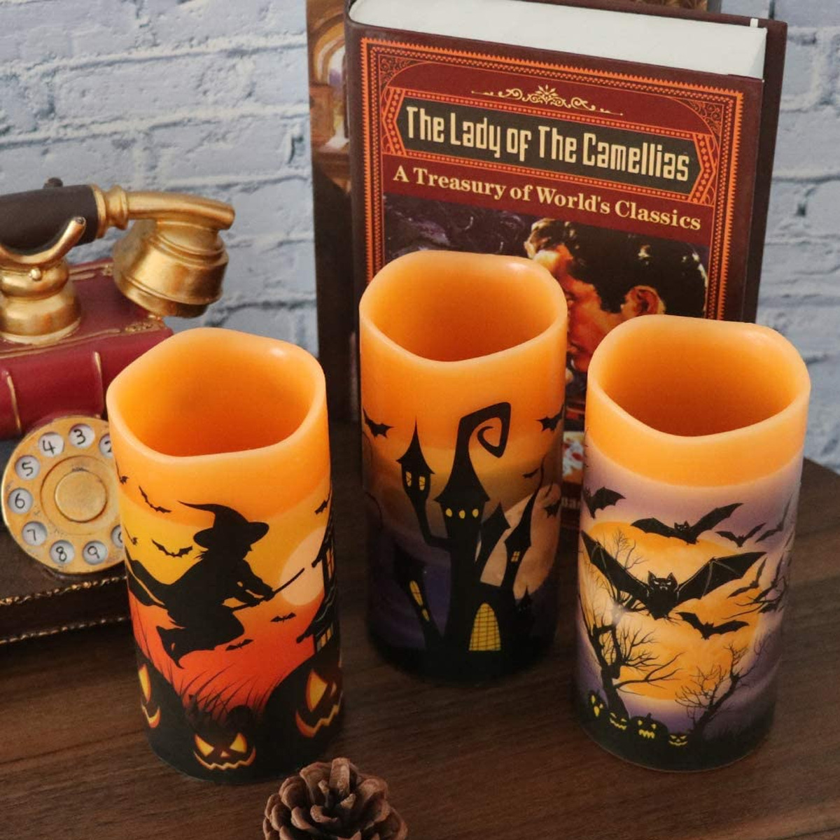 3Pcs-Flameless-Flickering-Candles-Warm-Light-Halloween-Decor-Castle-Witch-Bats-Yellow-1726607-7