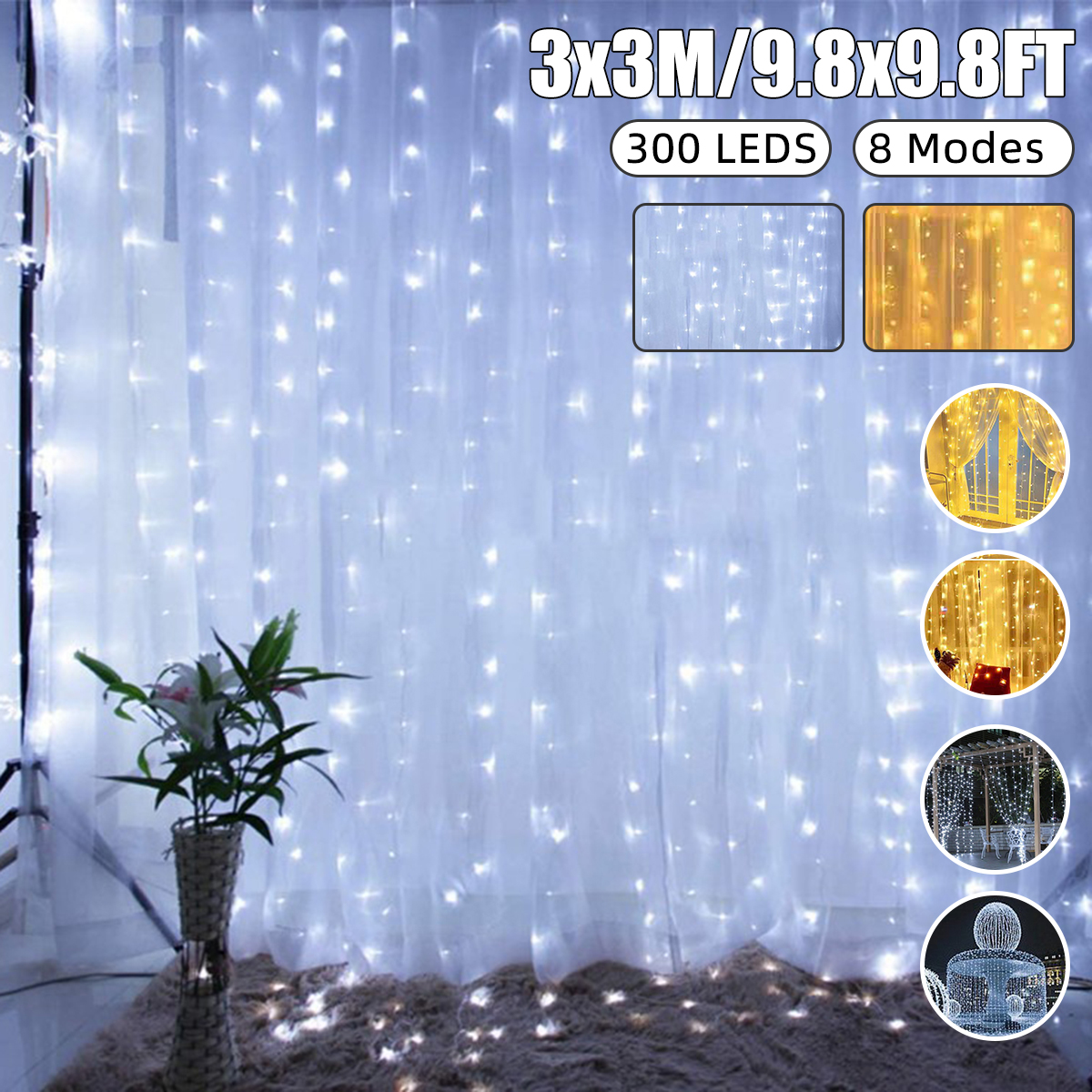 98x98FT-300LEDs-Curtain-Fairy-Strip-Wedding-Party-Home-Decor-WarmWhite-Light-1746760-1