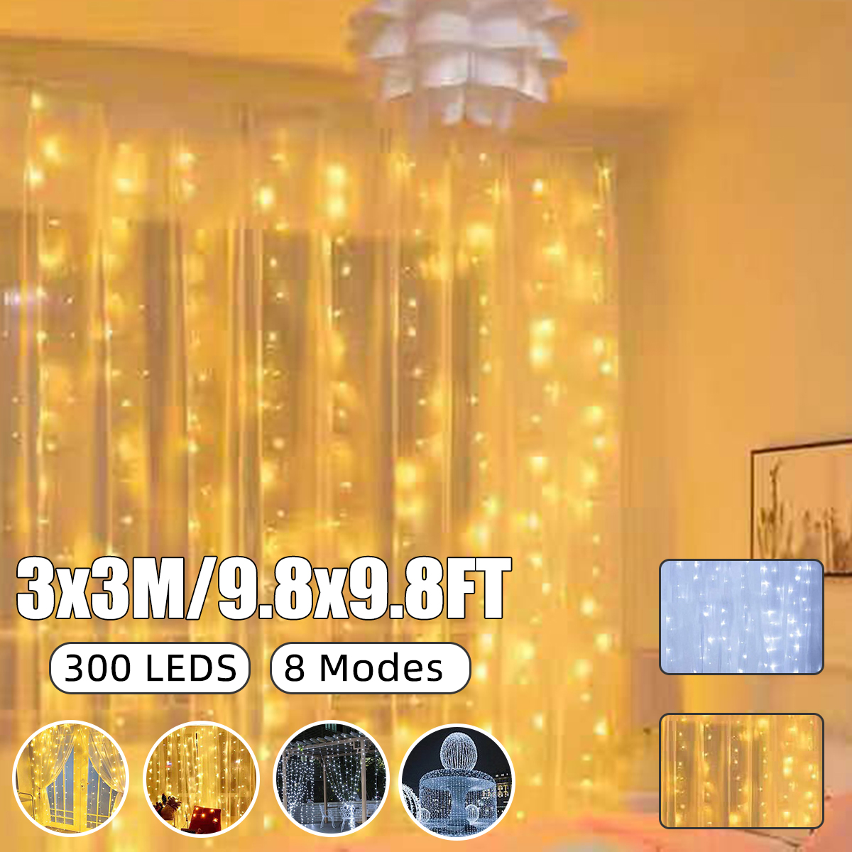 98x98FT-300LEDs-Curtain-Fairy-Strip-Wedding-Party-Home-Decor-WarmWhite-Light-1746760-2