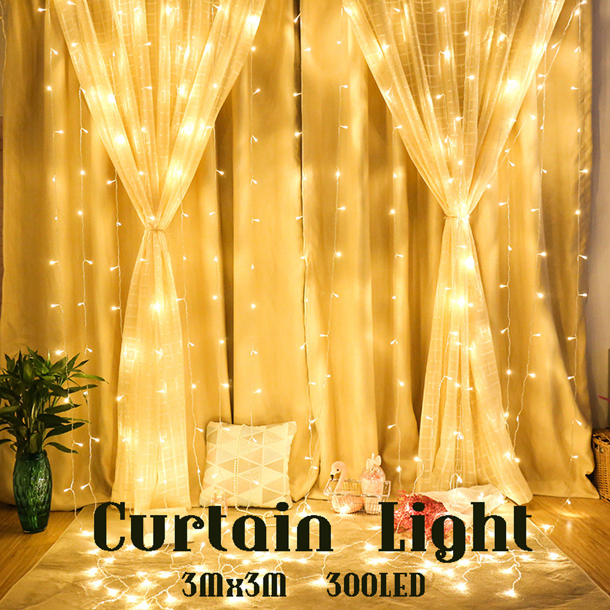 AC110V-300LED-Curtain-Fairy-String-Light-Window-Christmas-Wedding-Party-Decor-Lamp-US-Plug-1618365-2