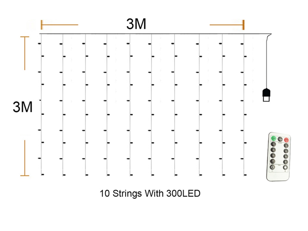 Battery-Powered-3M3M-300LED-Curtain-String-Light-Christmas-Fairy-Light-with-13Key-IR-Remote-Control-1363902-10