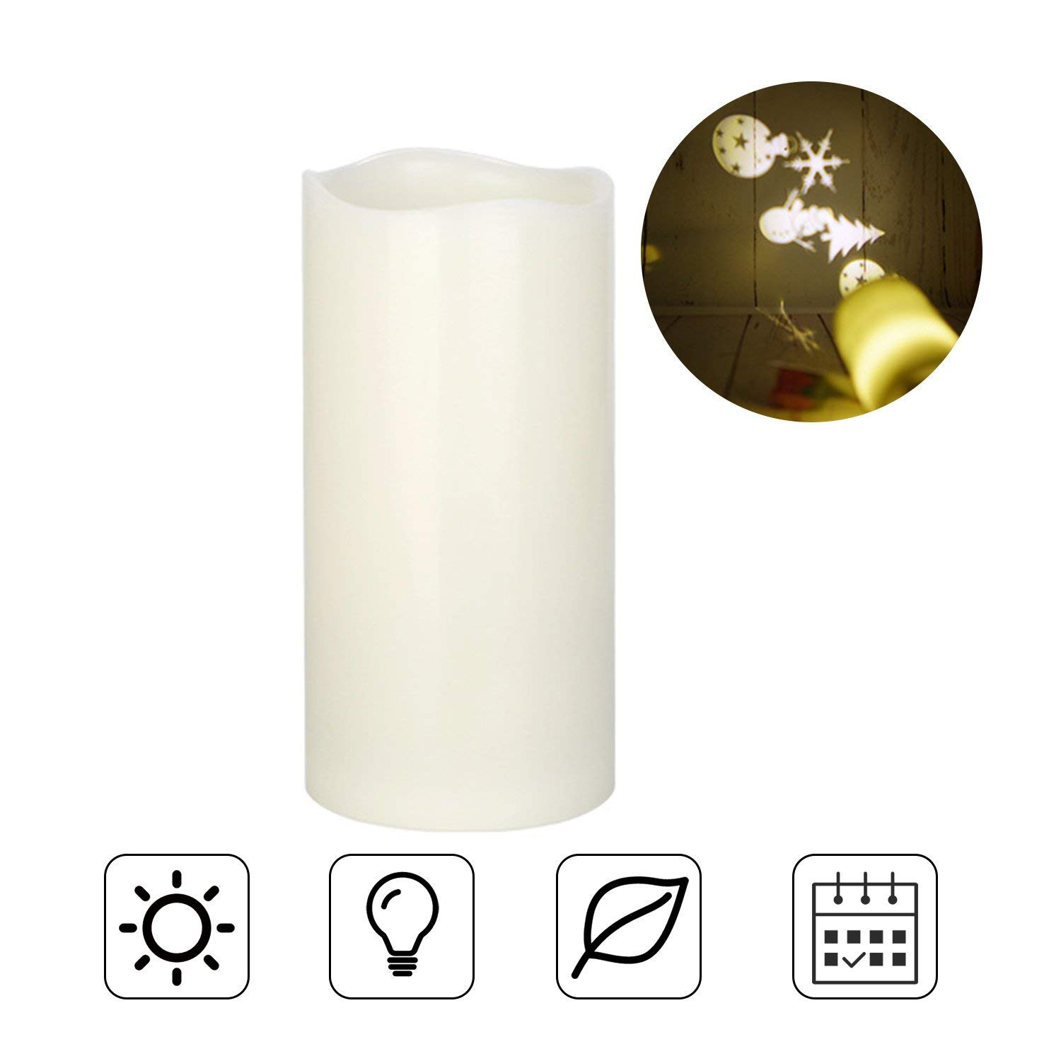 Battery-Powered-Christmas-Snowflake-LED-Candle-Light-Flameless-Projection-Flickering-Remote-Control-1349757-7