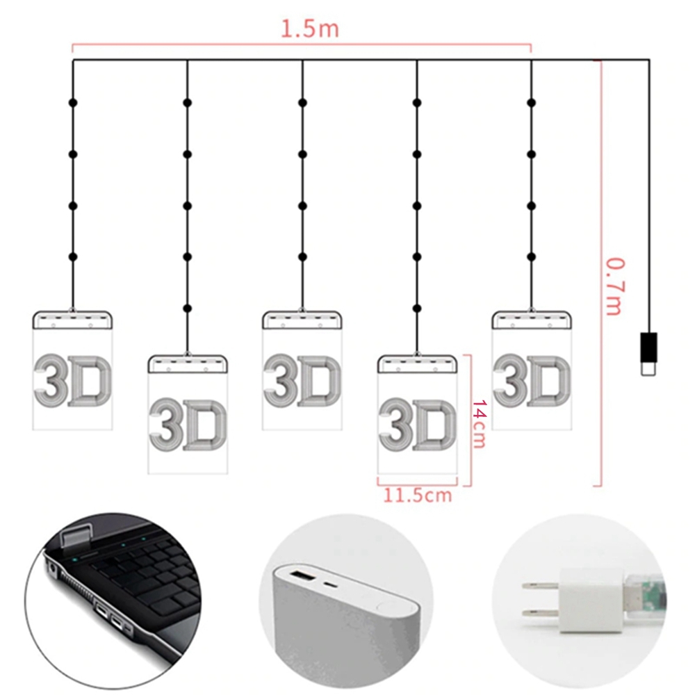 DC5V-USB-Santa-Claus--Bell--Christmas-Tree--Snowflake--Snowman-3D-LED-Hanging-Window-Curtain-String--1570173-7