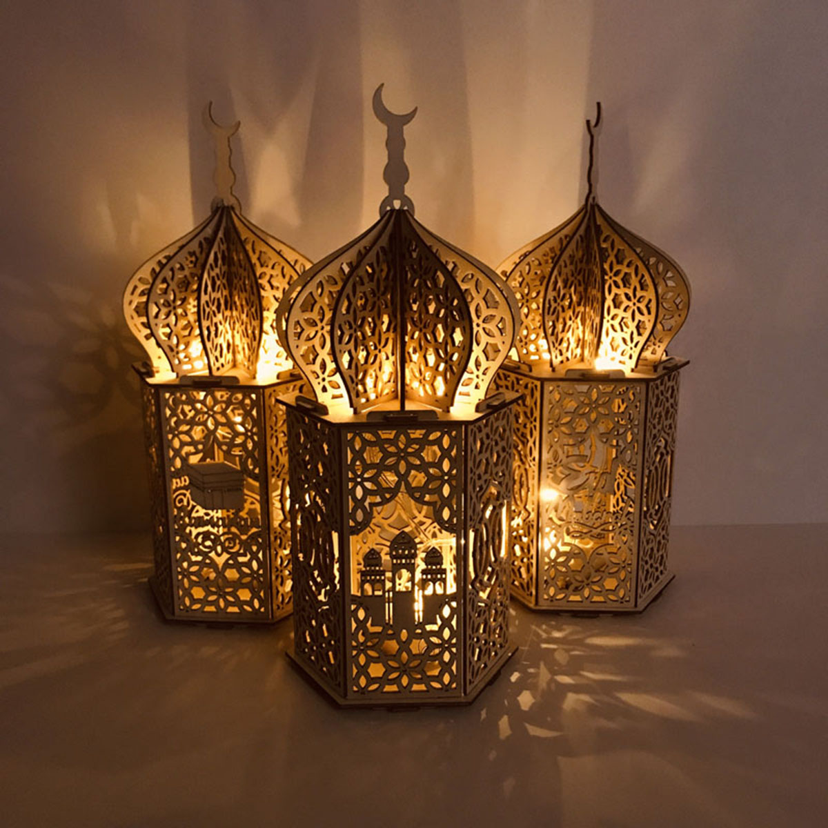 Islam-Eid-Ramadan-Mubarak-Decoration-Wooden-Golden-LED-Lantern-Basswood-Night-Light-1688915-1