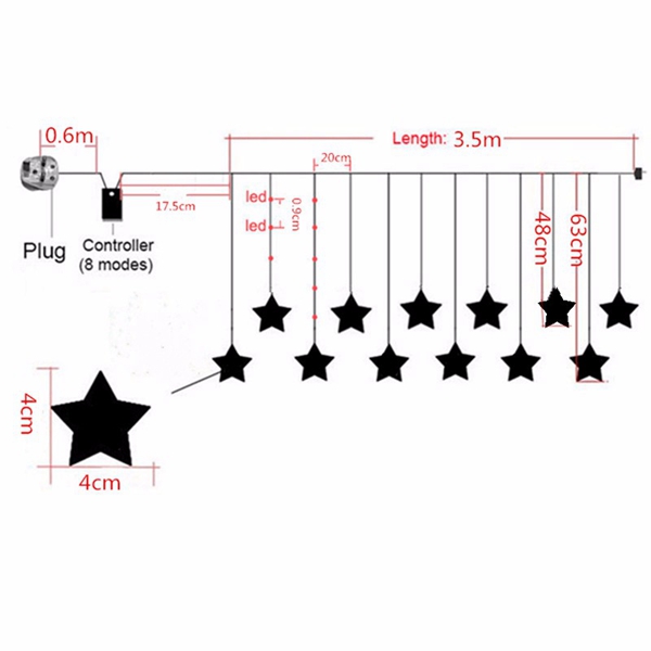 Multi-35M-100SMD-Five-Pointed-Star-LED-String-Curtain-Lights-Xmas-Wedding-Decor-220V-1019470-7