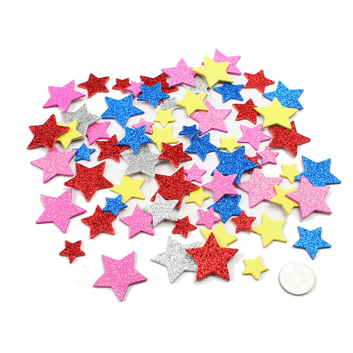 30Pcs-Assorted-Glitter-Shapes-Hearts-Stars-Round-Flowers-Foam-Stickers-DIY-Craft-1022948-3