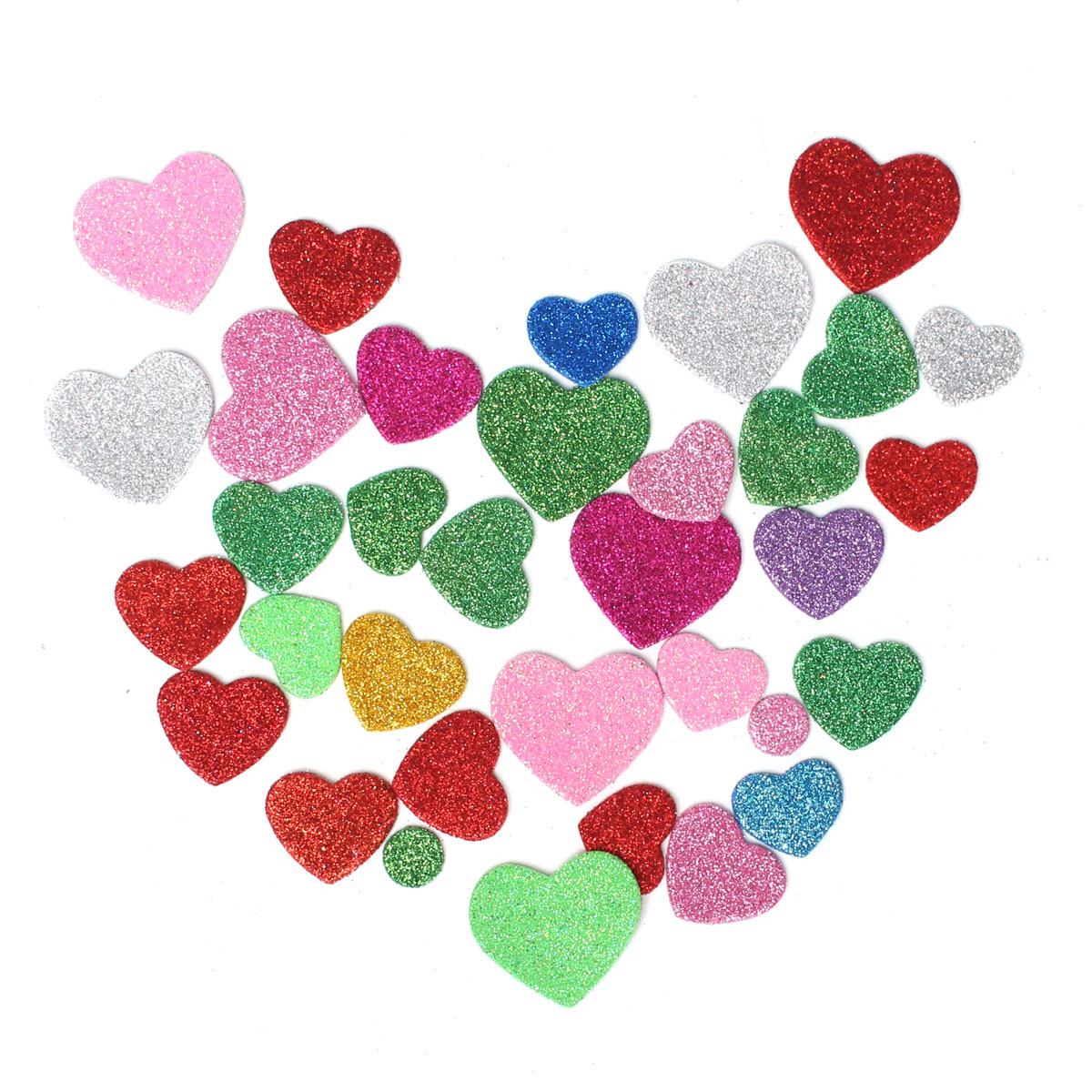 30Pcs-Assorted-Glitter-Shapes-Hearts-Stars-Round-Flowers-Foam-Stickers-DIY-Craft-1022948-4