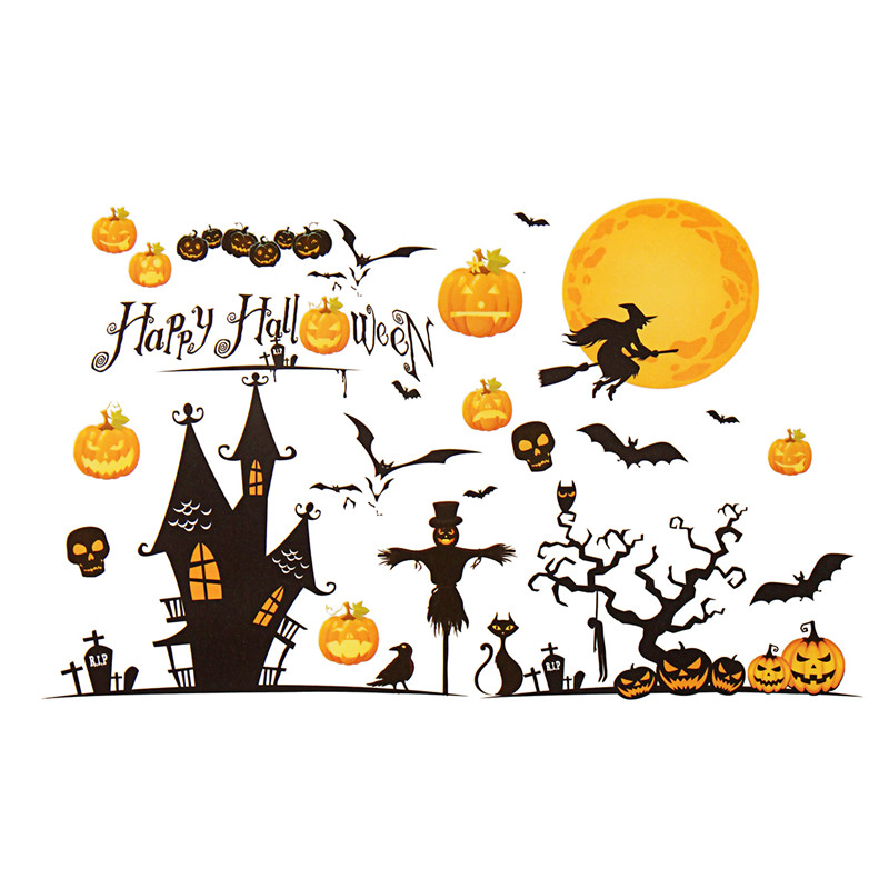 Halloween-Decoration-Art-Paper-Stick-Home-Pumpkin-Castle-Moon-1200465-2
