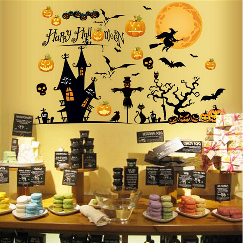 Halloween-Decoration-Art-Paper-Stick-Home-Pumpkin-Castle-Moon-1200465-4