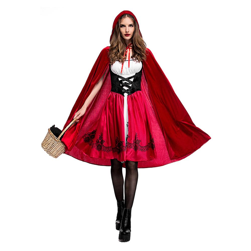 Halloween-Female-Little-Red-Riding-Hood-Suit-Womens-Solid-Color-Cosplay-Party-Dress-Costumes-Toy-1742969-2