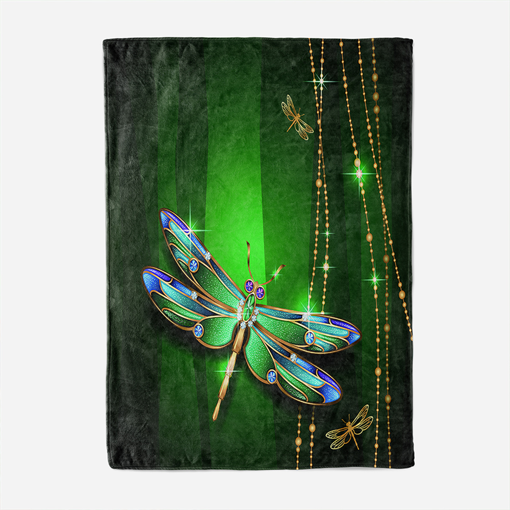 Polyester-Thick-Blanket-3D-Green-Dragonfly-Pattern-for-Halloween-Christmas-Decoration-1754682-1