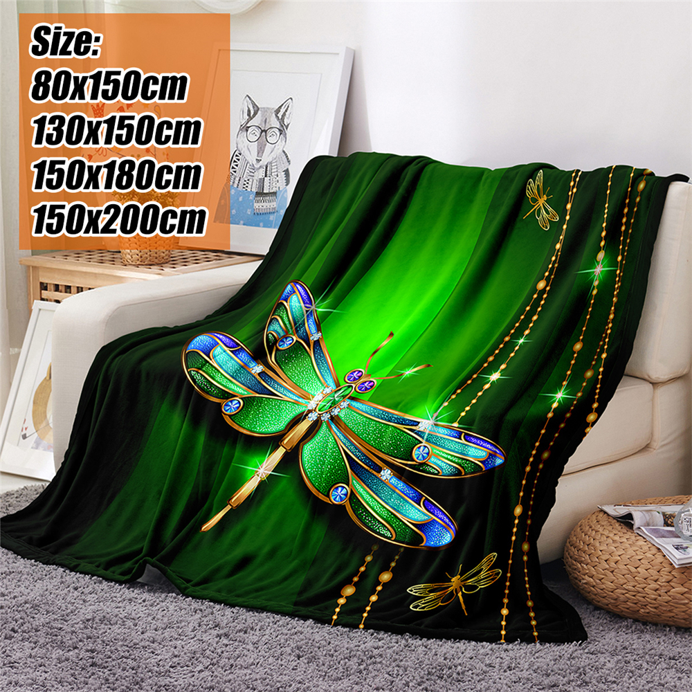 Polyester-Thick-Blanket-3D-Green-Dragonfly-Pattern-for-Halloween-Christmas-Decoration-1754682-12