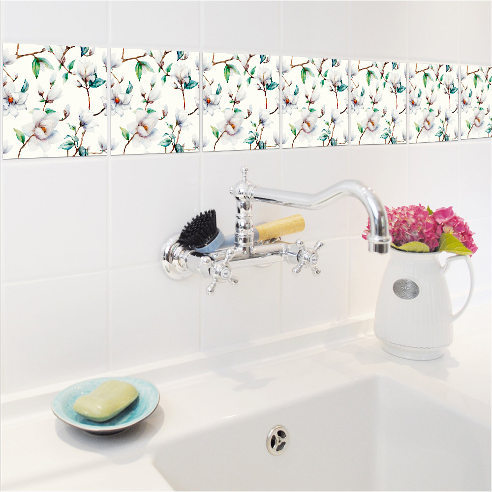 10Pcs-Magnolia-Kitchen-Waterproof-Tile-Stickers-Gift-Packaging-1216476-4