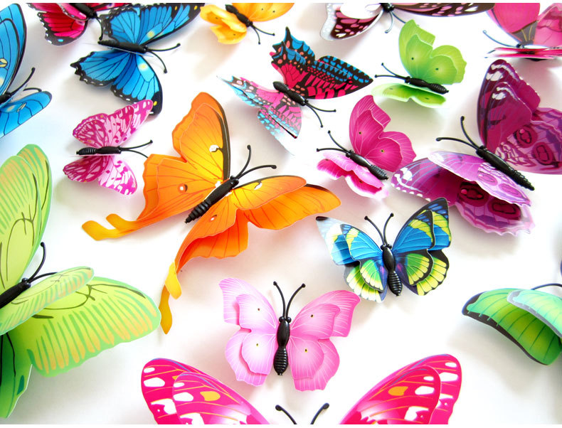 12PCS-7-Colors-3D-Double-Layer-Butterfly-Wall-Sticker-Fridge-Magnet-Home-Decor-Art-Applique-1114115-2