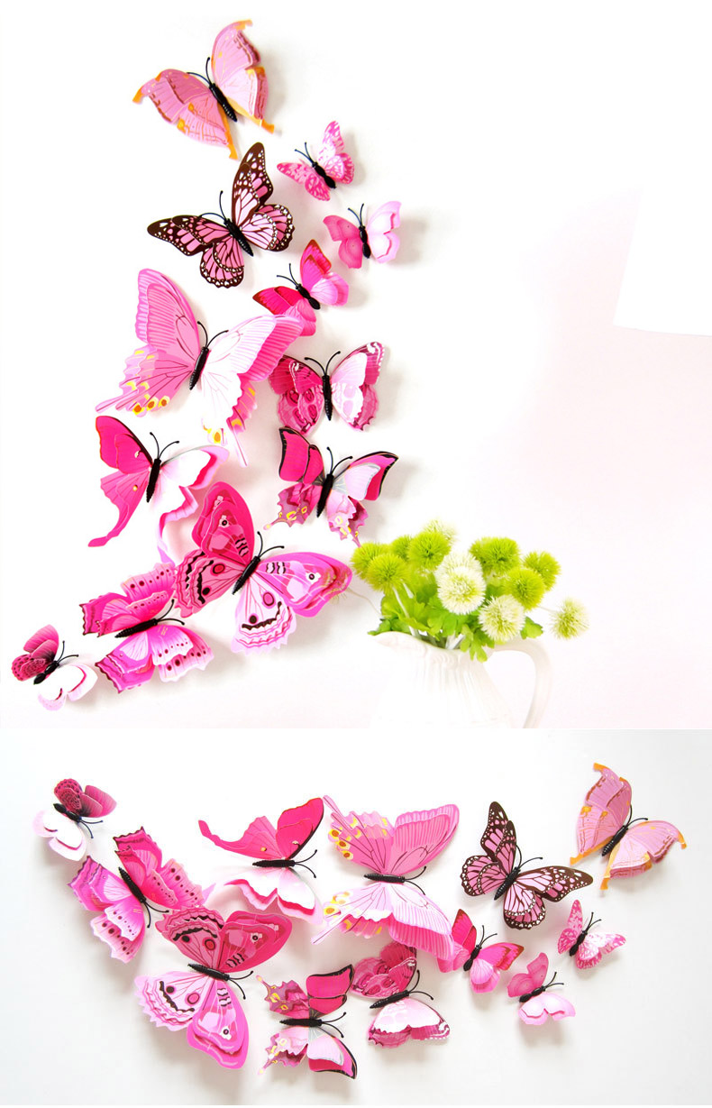 12PCS-7-Colors-3D-Double-Layer-Butterfly-Wall-Sticker-Fridge-Magnet-Home-Decor-Art-Applique-1114115-11