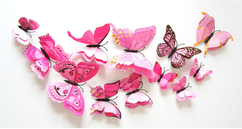 12PCS-7-Colors-3D-Double-Layer-Butterfly-Wall-Sticker-Fridge-Magnet-Home-Decor-Art-Applique-1114115-4