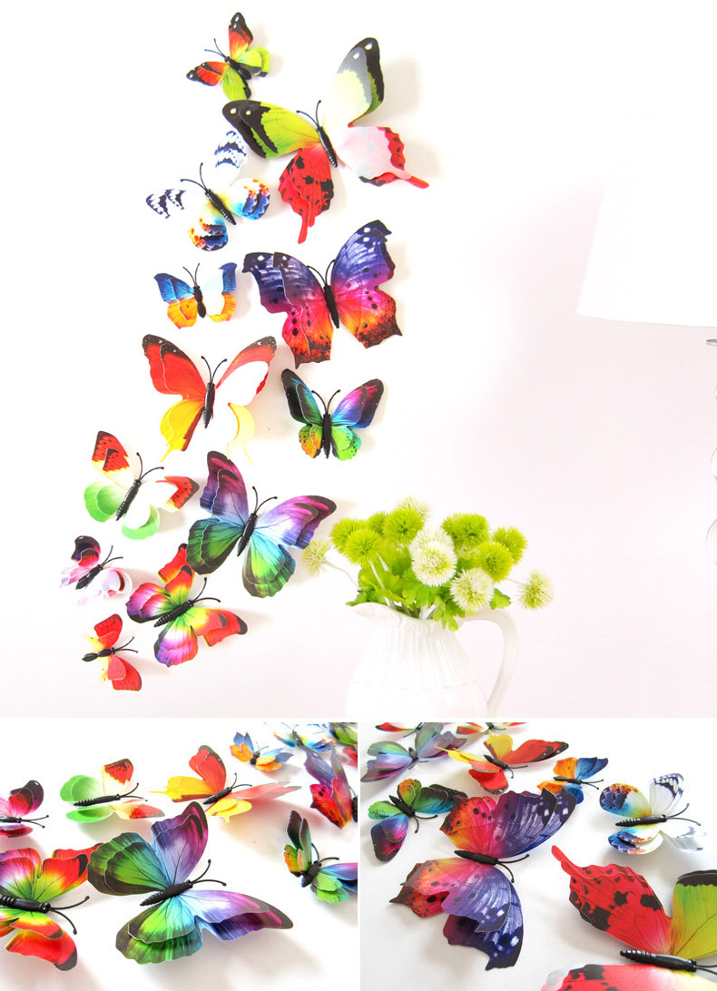 12PCS-7-Colors-3D-Double-Layer-Butterfly-Wall-Sticker-Fridge-Magnet-Home-Decor-Art-Applique-1114115-7