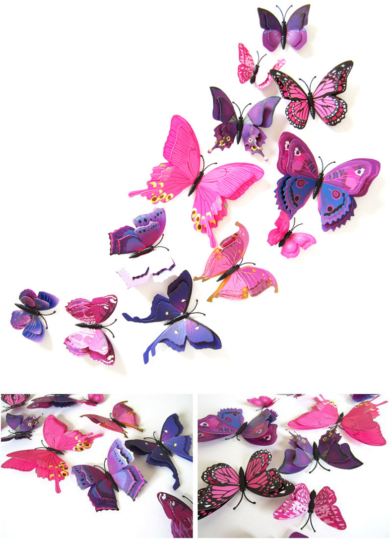 12PCS-7-Colors-3D-Double-Layer-Butterfly-Wall-Sticker-Fridge-Magnet-Home-Decor-Art-Applique-1114115-10