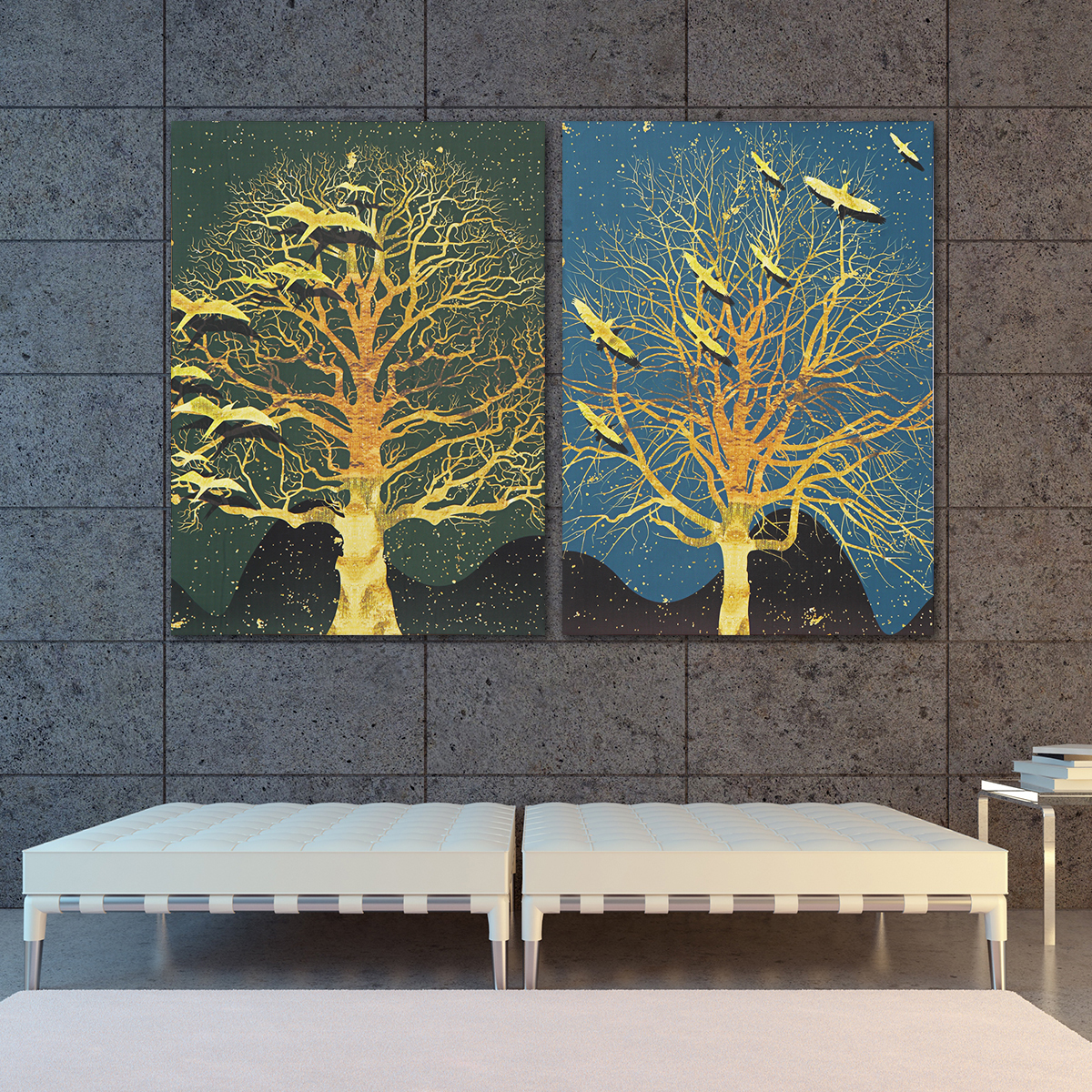 2Pcs-Modern-Tree-Canvas-Print-Paintings-Wall-Art-Unframed-Picture-Home-Decor-1430564-1