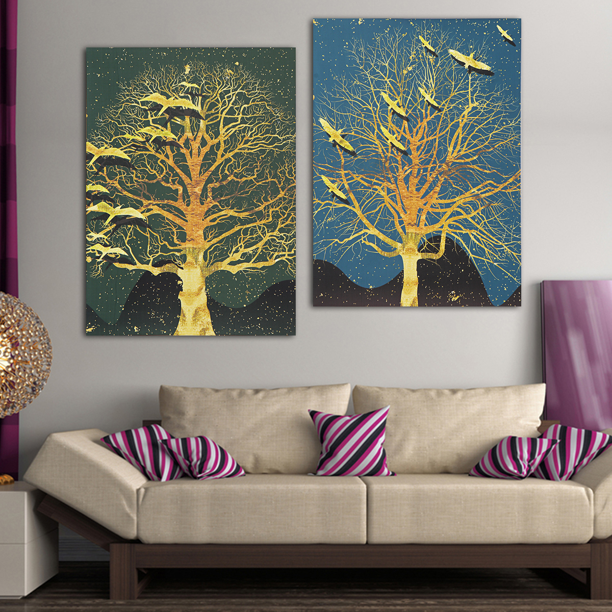 2Pcs-Modern-Tree-Canvas-Print-Paintings-Wall-Art-Unframed-Picture-Home-Decor-1430564-2