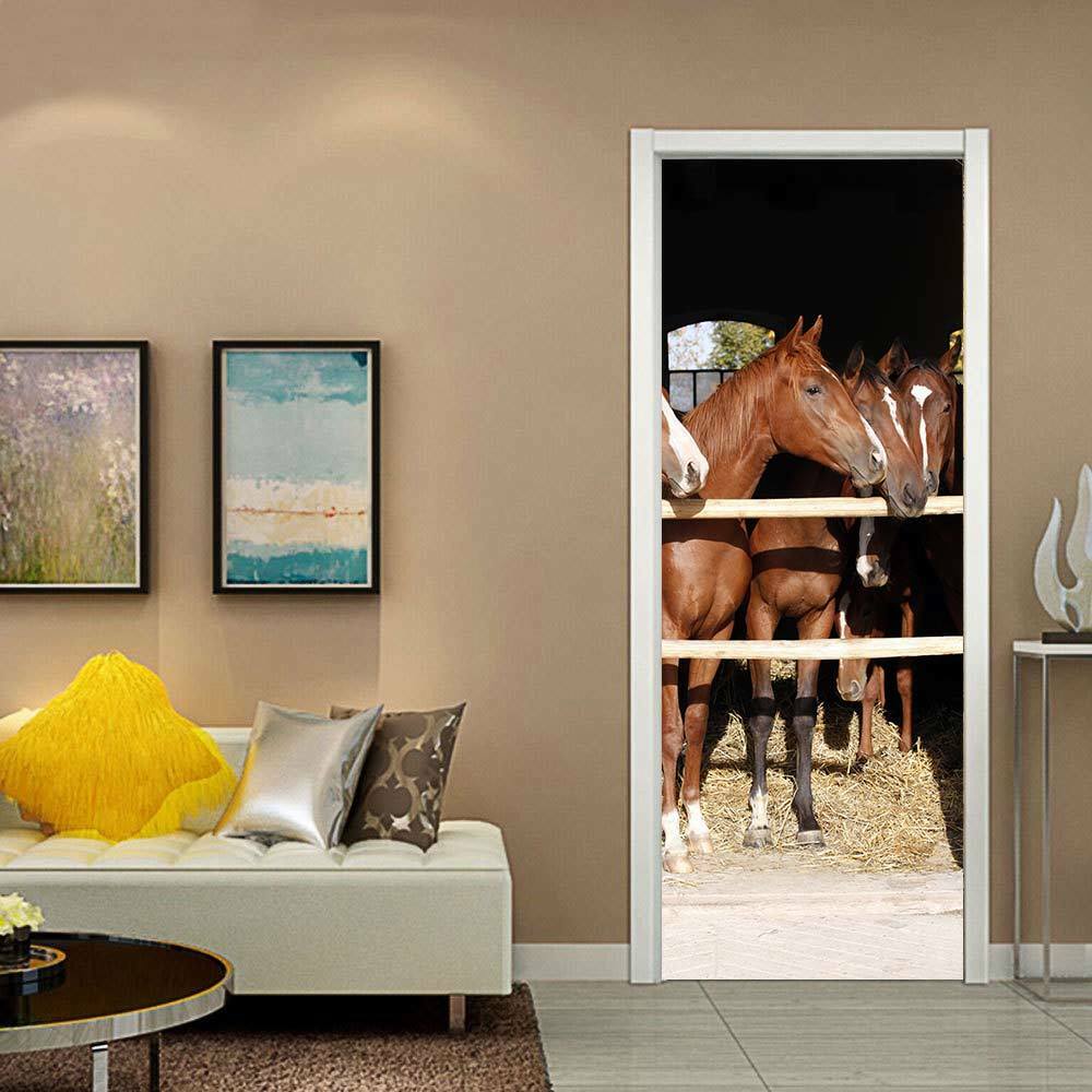 3D-Creative-Horse-Door-Wall-Sticker-Decals-Self-Adhesive-Mural-Home-Art-Decor-1645222-1